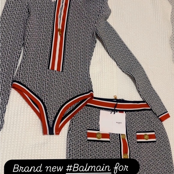 Balmain Dresses & Skirts - Balmain Navy and red Patterned Garment